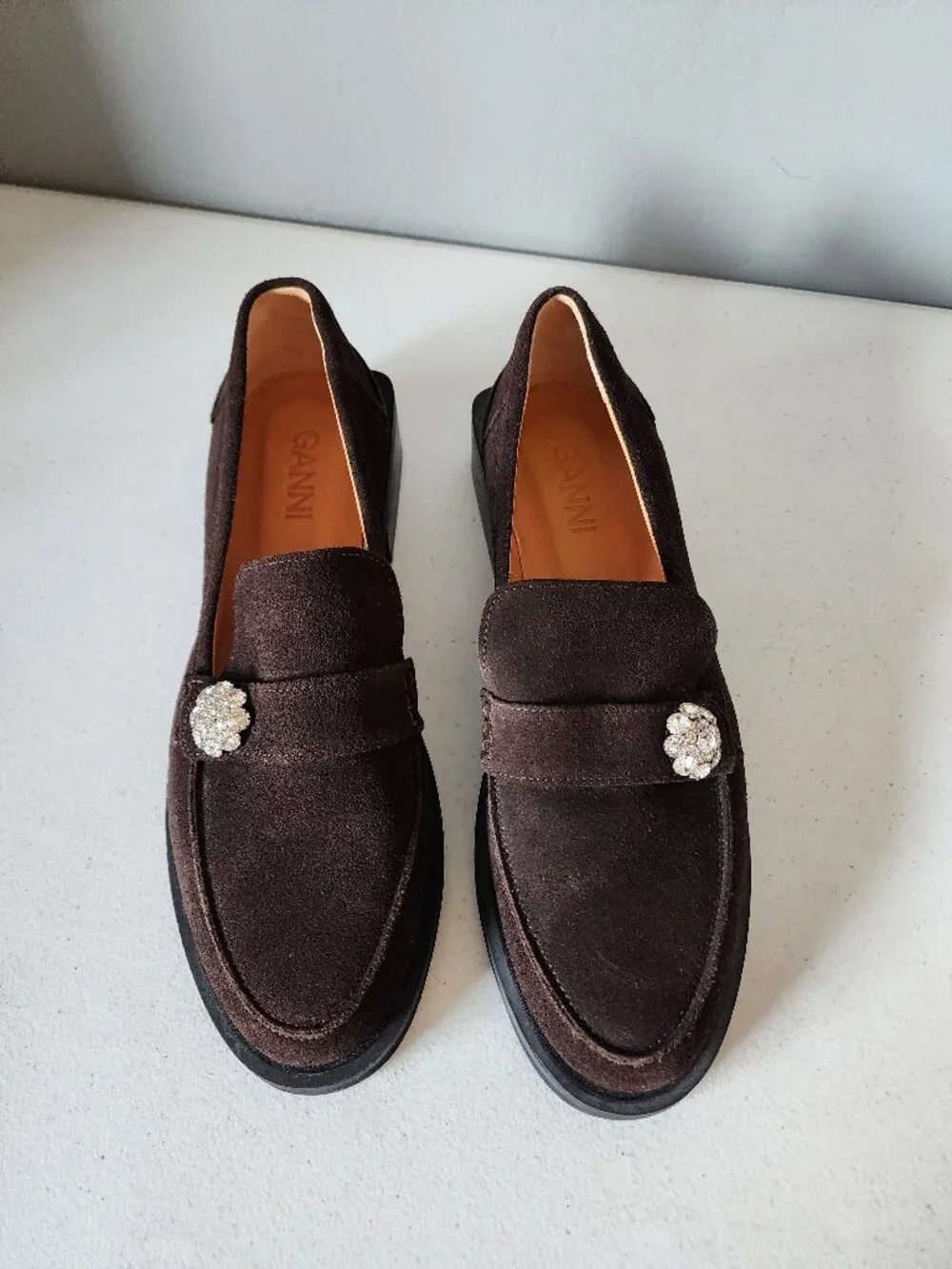 Ganni Brown Suede Loafer 